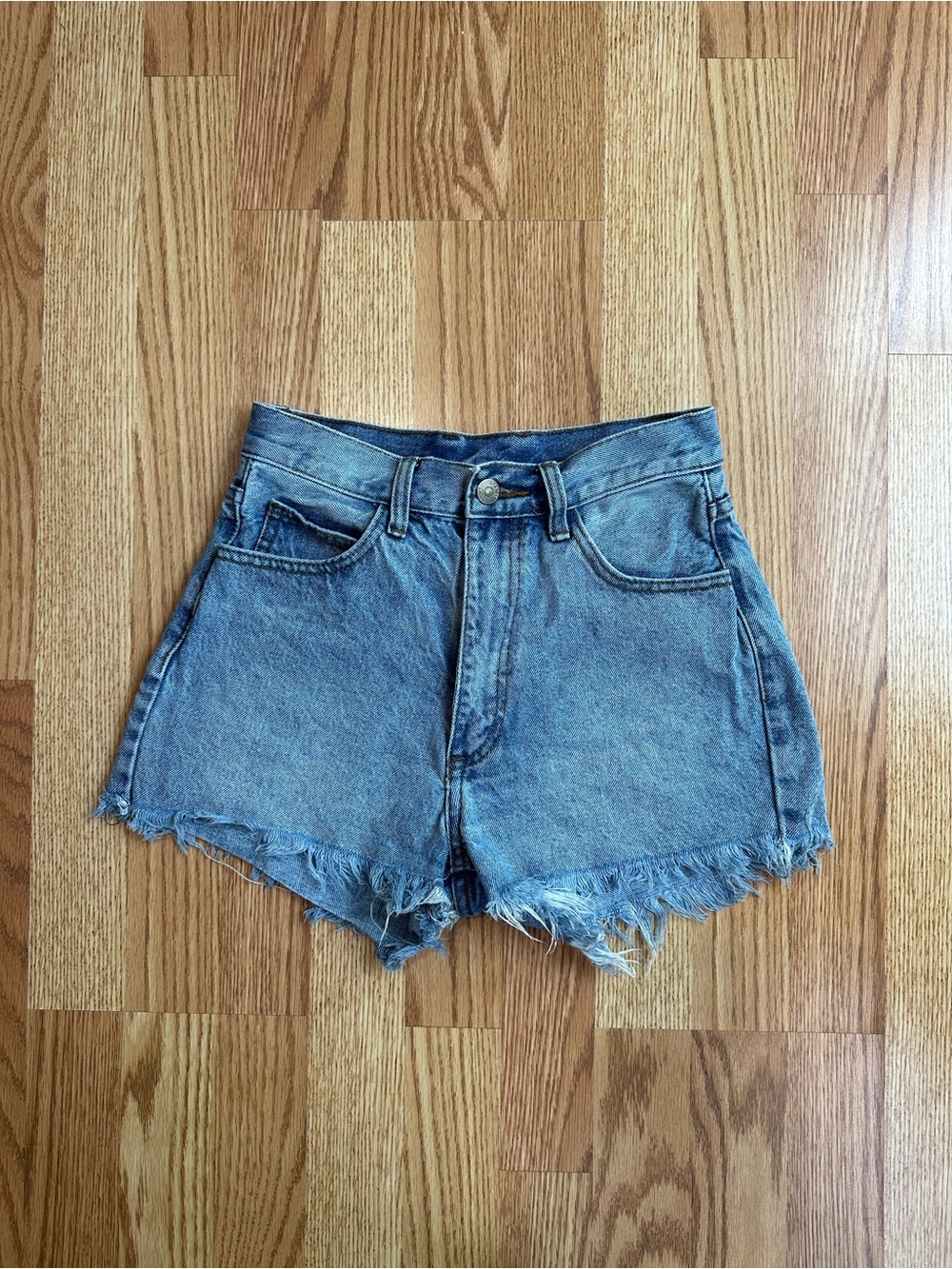 Brandy Melville Distressed Light Blue High-Rise Denim Shorts